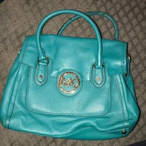 Turquoise Michael Kors handle/cross body bag